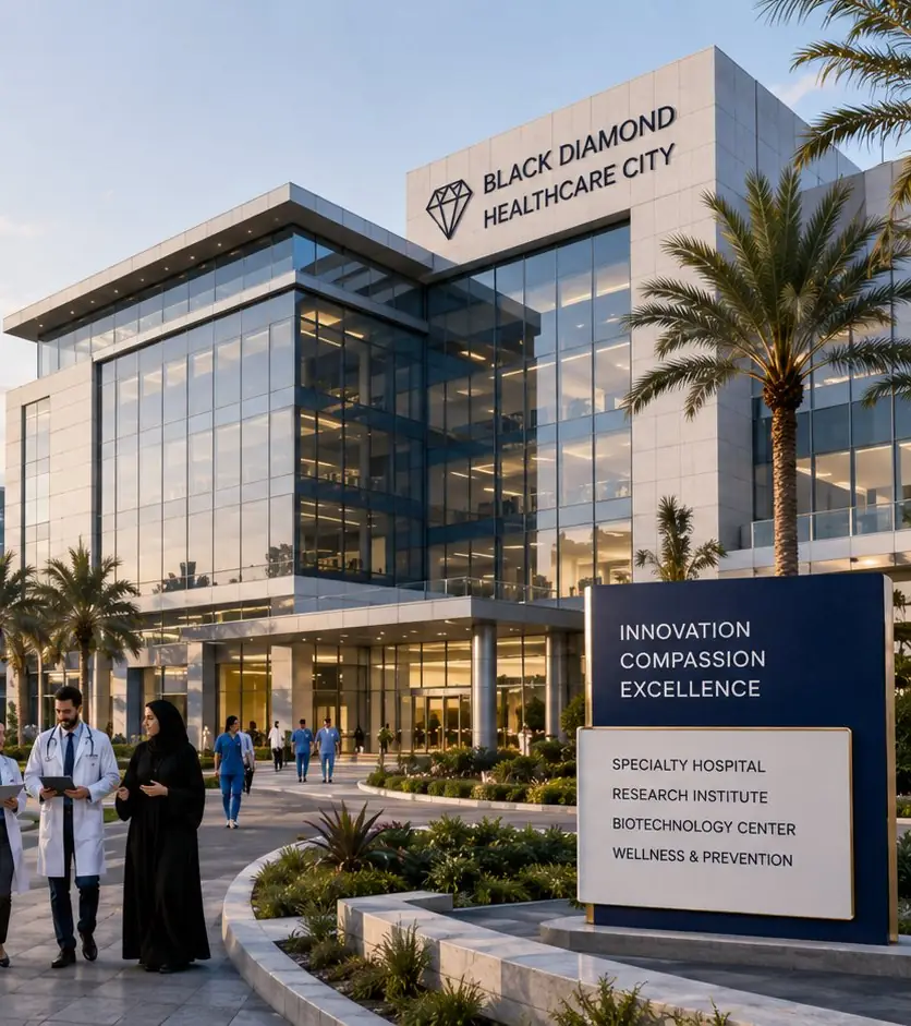 Black Diamond Healthcare City — modern hospital and research campus